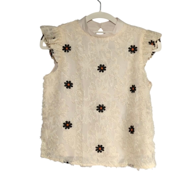 SHEIN Teen Years Floral Embroidery Ruffle Trim Top Size 14 Years - Picture 1 of 10